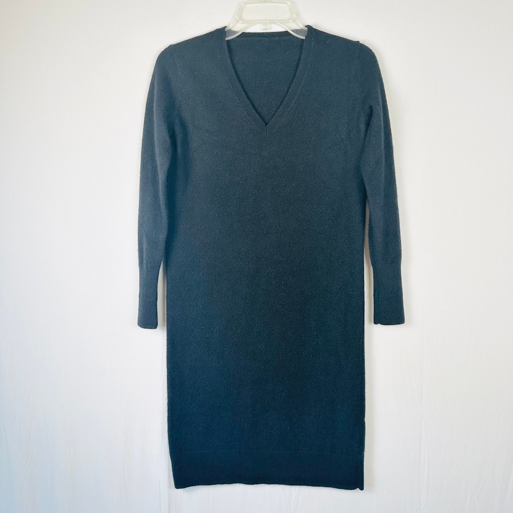 Everlane Cashmere V Neck Long Sleeve Sweater Dress Women XS Black Minimalist